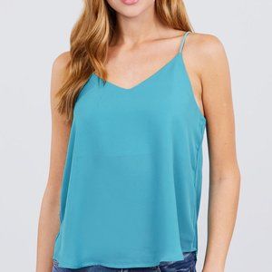 Blue Silky Cami Tank Top